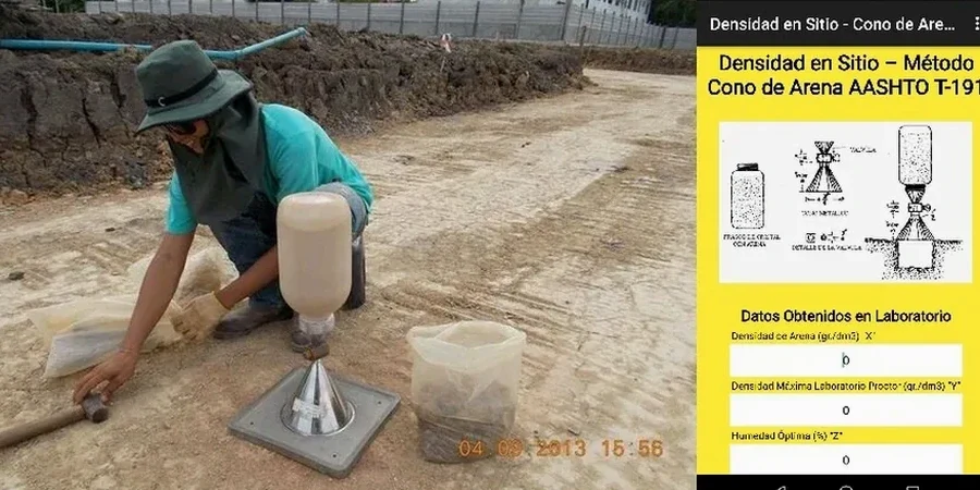 Ensayo de Densidad de Campo con Cono de Arena en Palma de Mallorca